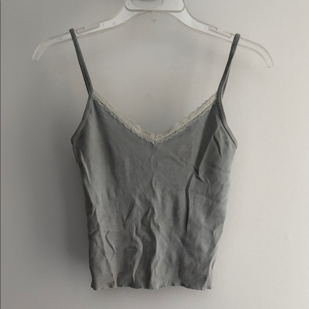 Brandy Melville Charcoal Camisole with Lace Trim